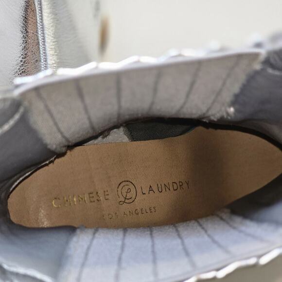 Chinese Laundry Metallic Silver Block Heel Western Boots Festival Disco Glam 10 - Picture 14 of 15